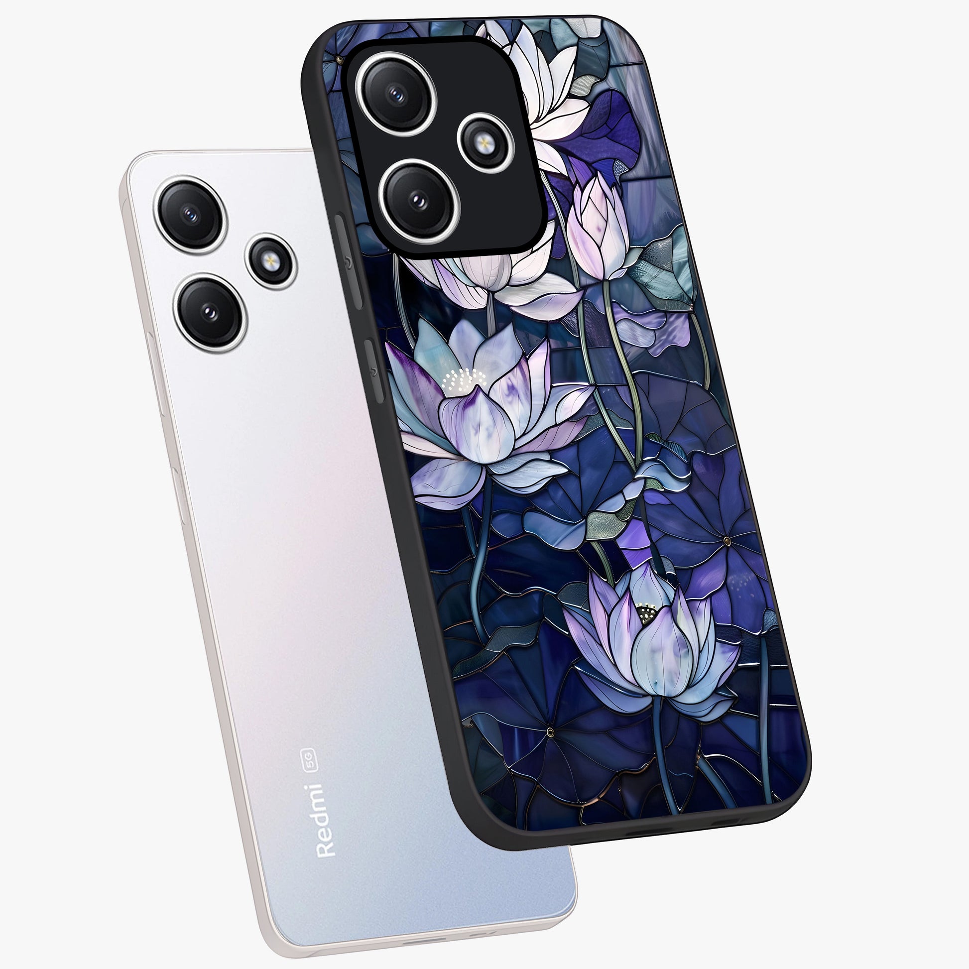 Gloss Petal Rush Glass Case displayed in angled mockup highlighting vibrant petal design with elegant floral aesthetic.