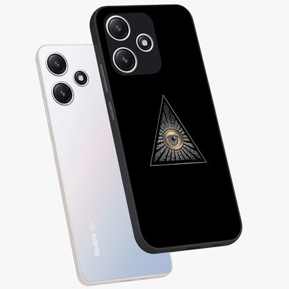 Illuminati Evil Glass Case displayed in angled mockup highlighting dark occult inspired design with bold aesthetic style.
