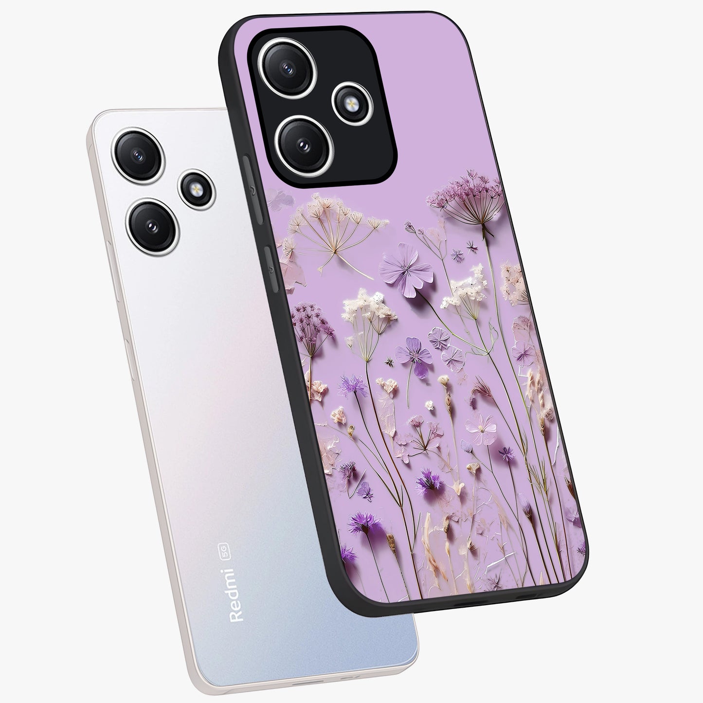 Lavender Blossom Dream Glass Case displayed in angled mockup highlighting dreamy lavender flower design with calming aesthetic style.