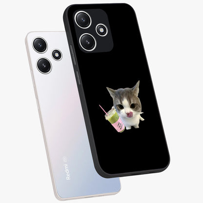 Matcha Cat Style Glass Case displayed in angled mockup highlighting playful feline design with pastel matcha aesthetic.