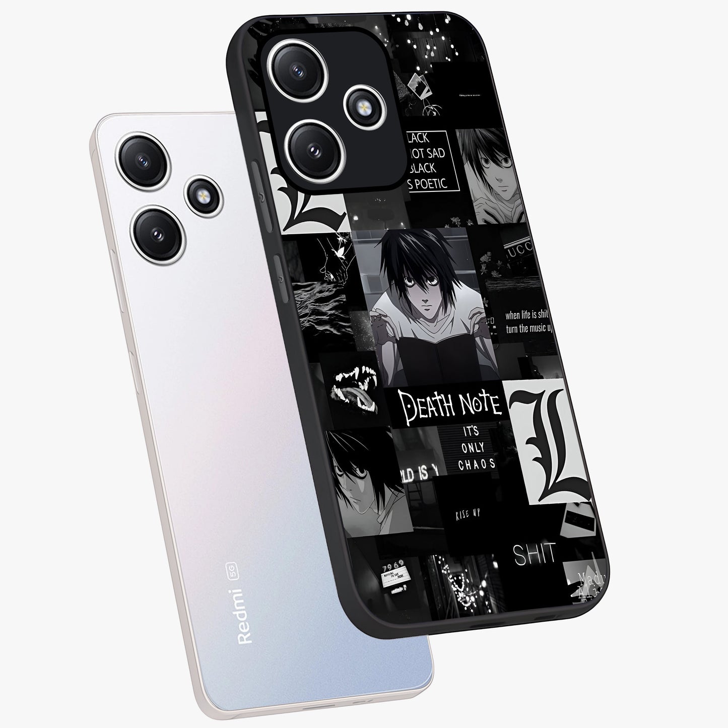 Midnight Chaos Mind Glass Case displayed in angled mockup highlighting chaotic artistic design with dramatic midnight aesthetic.