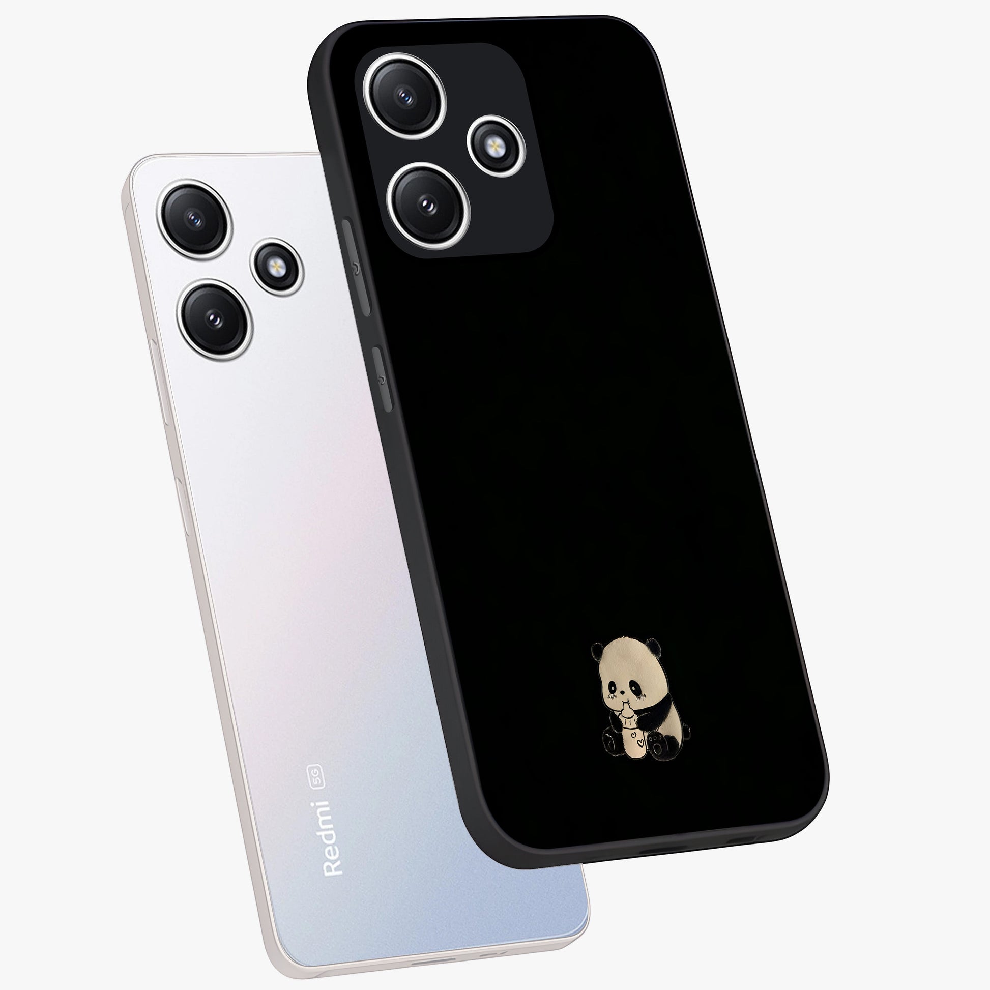 Midnight Panda Love Glass Case displayed in angled mockup highlighting adorable panda illustration with midnight aesthetic.