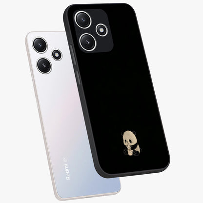 Midnight Panda Love Glass Case displayed in angled mockup highlighting adorable panda illustration with midnight aesthetic.