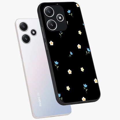 Minimal Petal Whispers Glass Case displayed in angled mockup highlighting delicate petal design with clean minimal aesthetic.