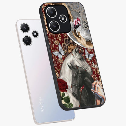 Moonlit Royal Stallion Glass Case displayed in angled mockup highlighting powerful stallion illustration with royal night aesthetic.
