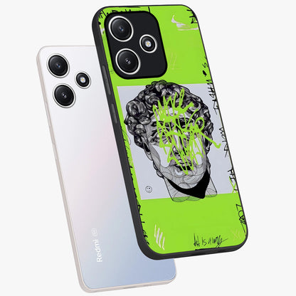 Neo Graffiti Rebellion Glass Case displayed in angled mockup highlighting urban street art design with rebellious aesthetic.
