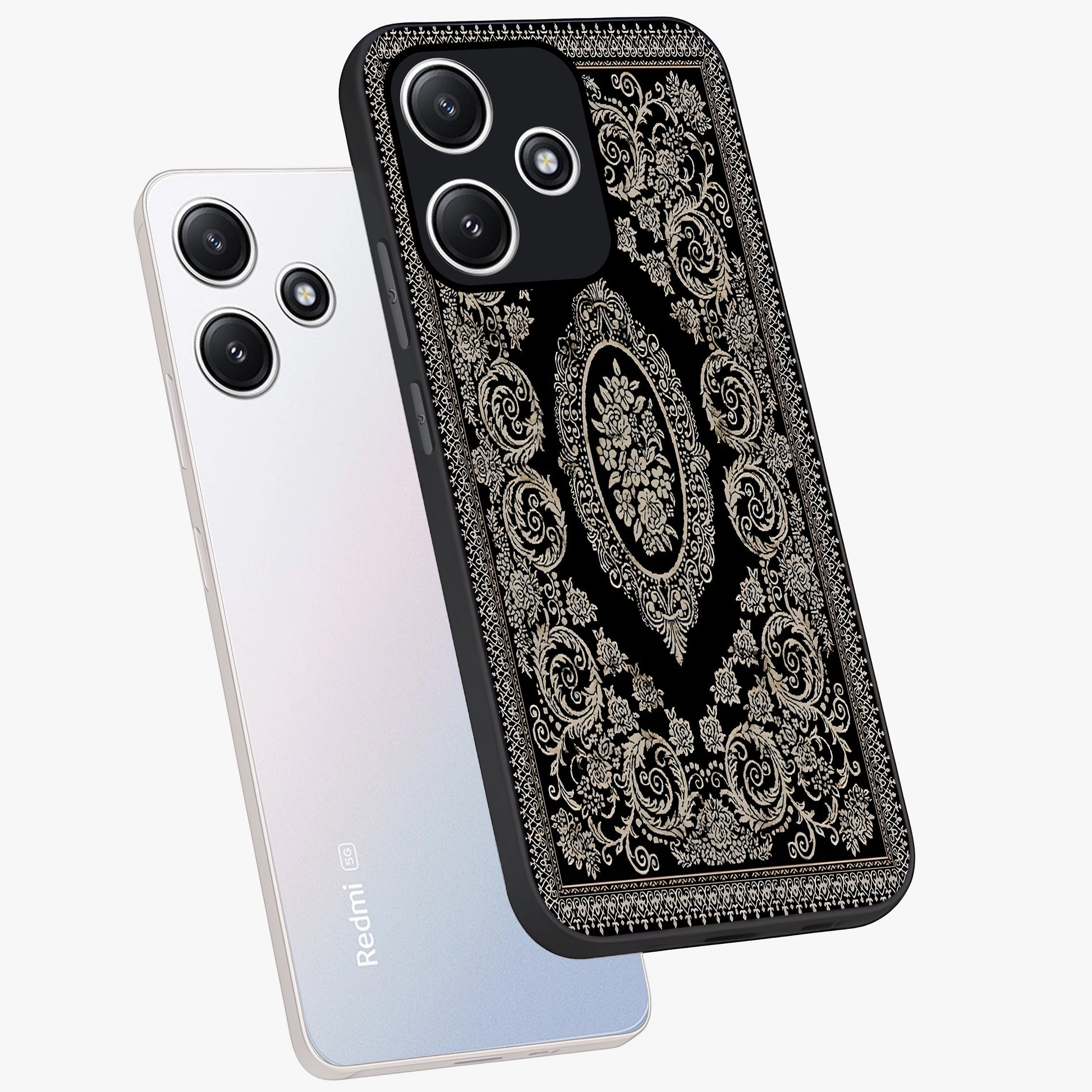 Noir Bloom Elegance Glass Case displayed in angled mockup highlighting refined flower design with stylish noir aesthetic.