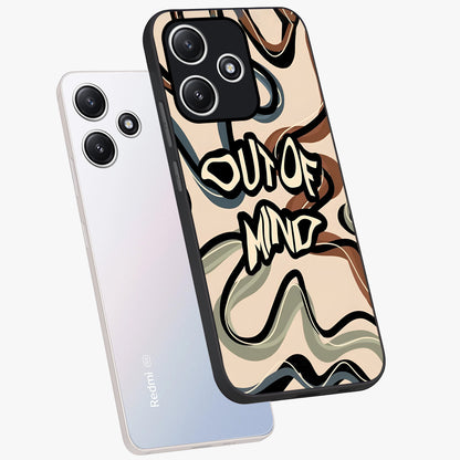 Out Of Mind Glass Case displayed in angled mockup highlighting bold statement design with modern artistic aesthetic.