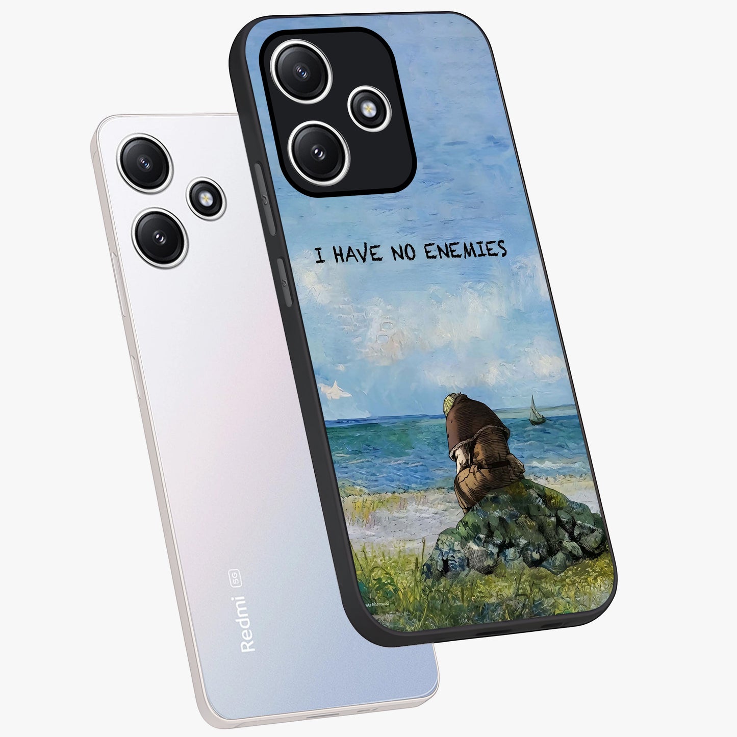Peace Beyond War Glass Case displayed in angled mockup highlighting meaningful message design with artistic aesthetic style.