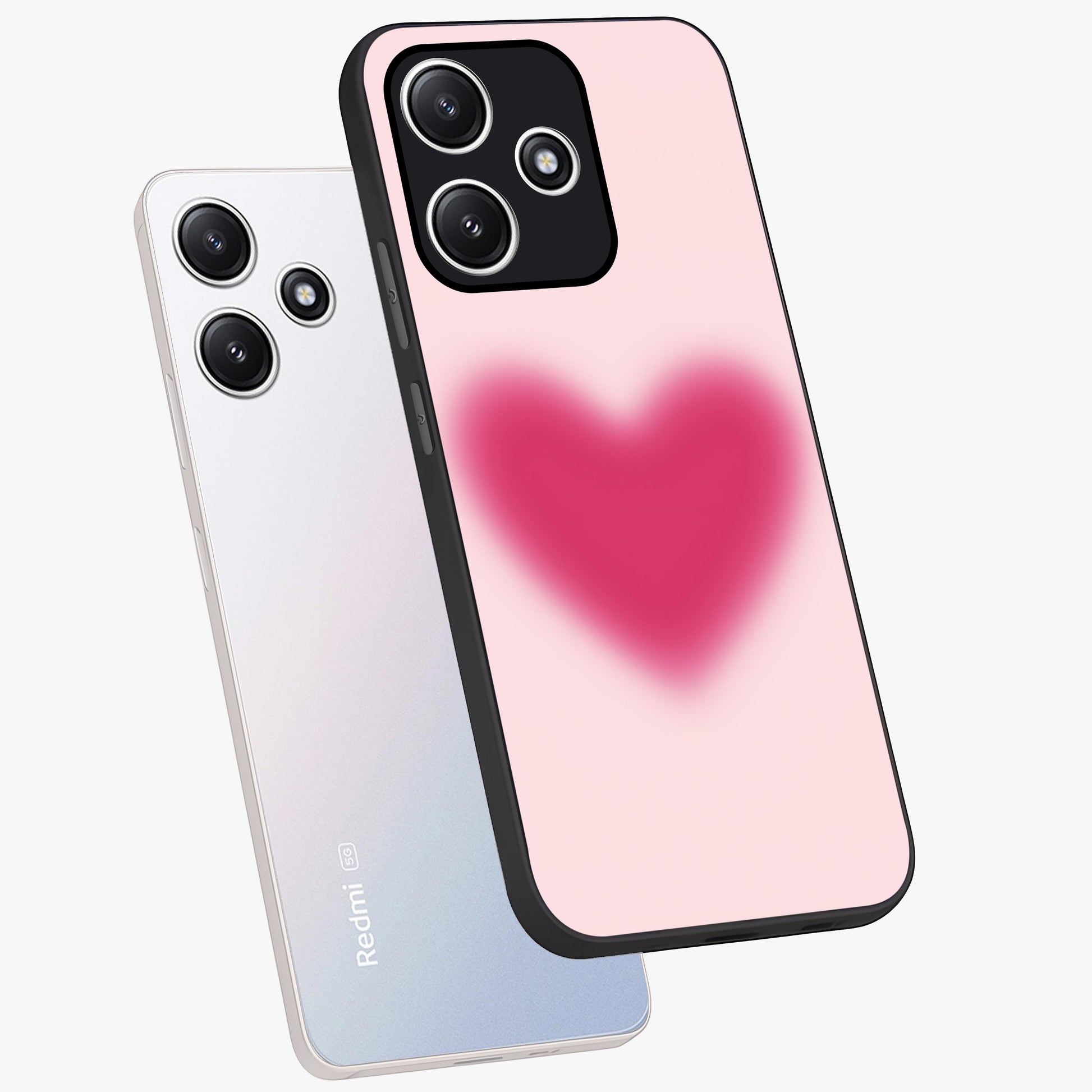 Pink Aura Heart Glass Case displayed in angled mockup highlighting vibrant pink heart design with dreamy aura aesthetic.