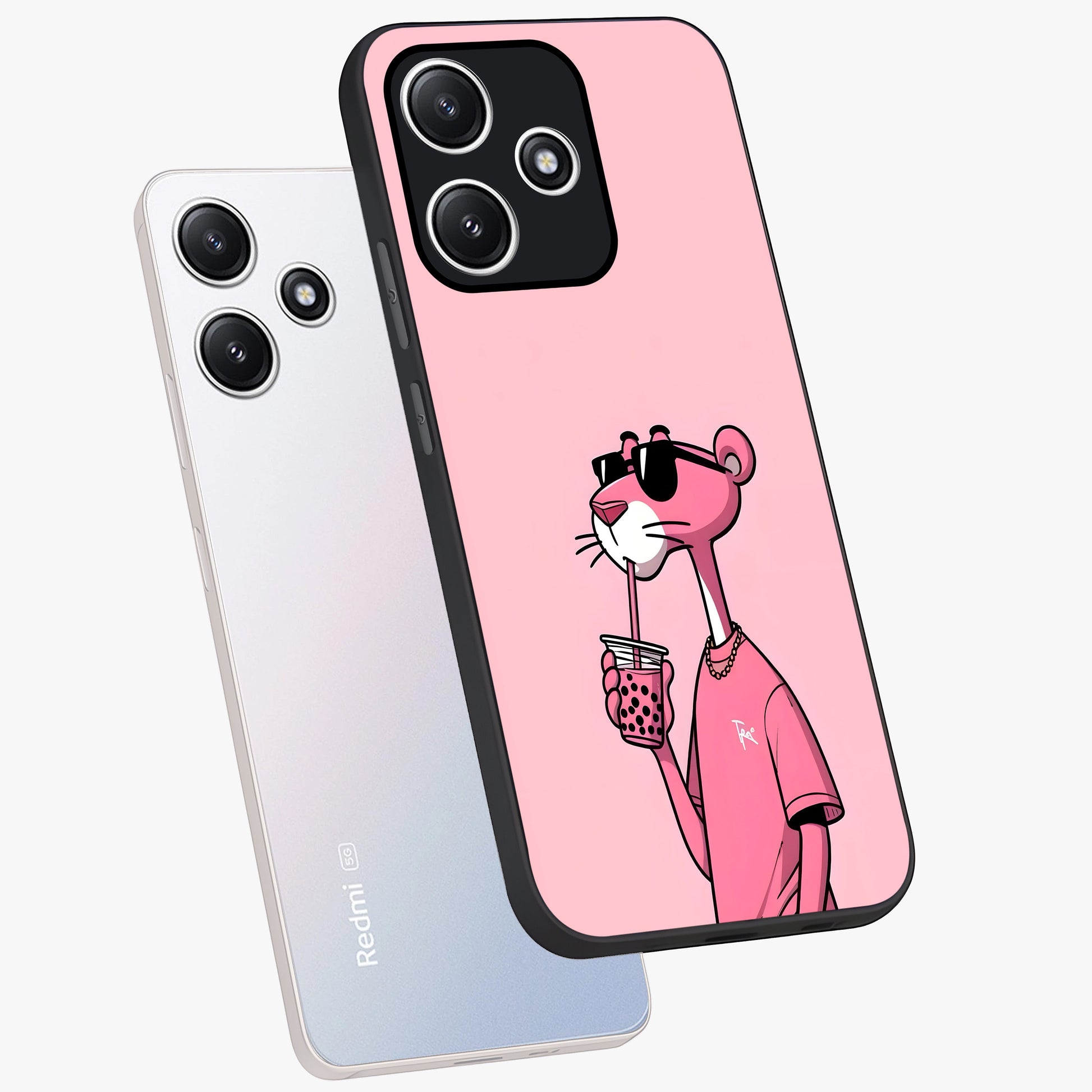 Pink Panther Glass Case displayed in angled mockup highlighting playful cartoon character design with vibrant pink aesthetic.
