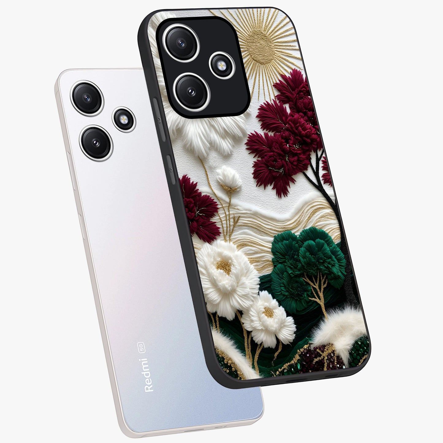 Radiant Bloom Elegance Glass Case displayed in angled mockup highlighting graceful floral design with radiant aesthetic style.