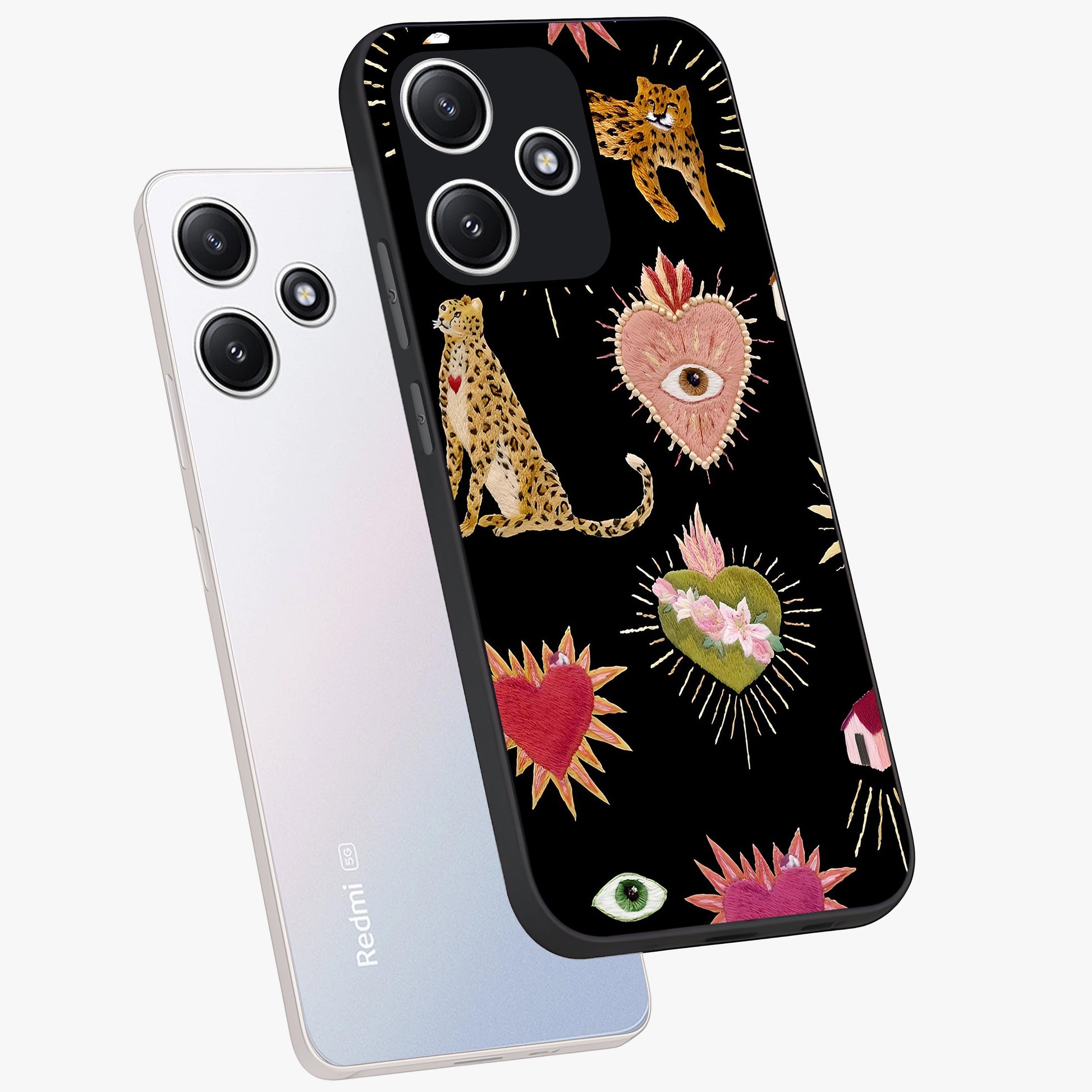 Sacred Jungle Heart Glass Case displayed in angled mockup highlighting lush tropical design with natural aesthetic style.