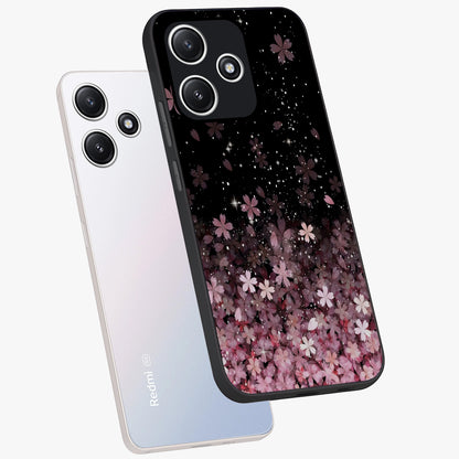 Small Starry Flowers Glass Case displayed in angled mockup highlighting tiny flower pattern with celestial aesthetic style.