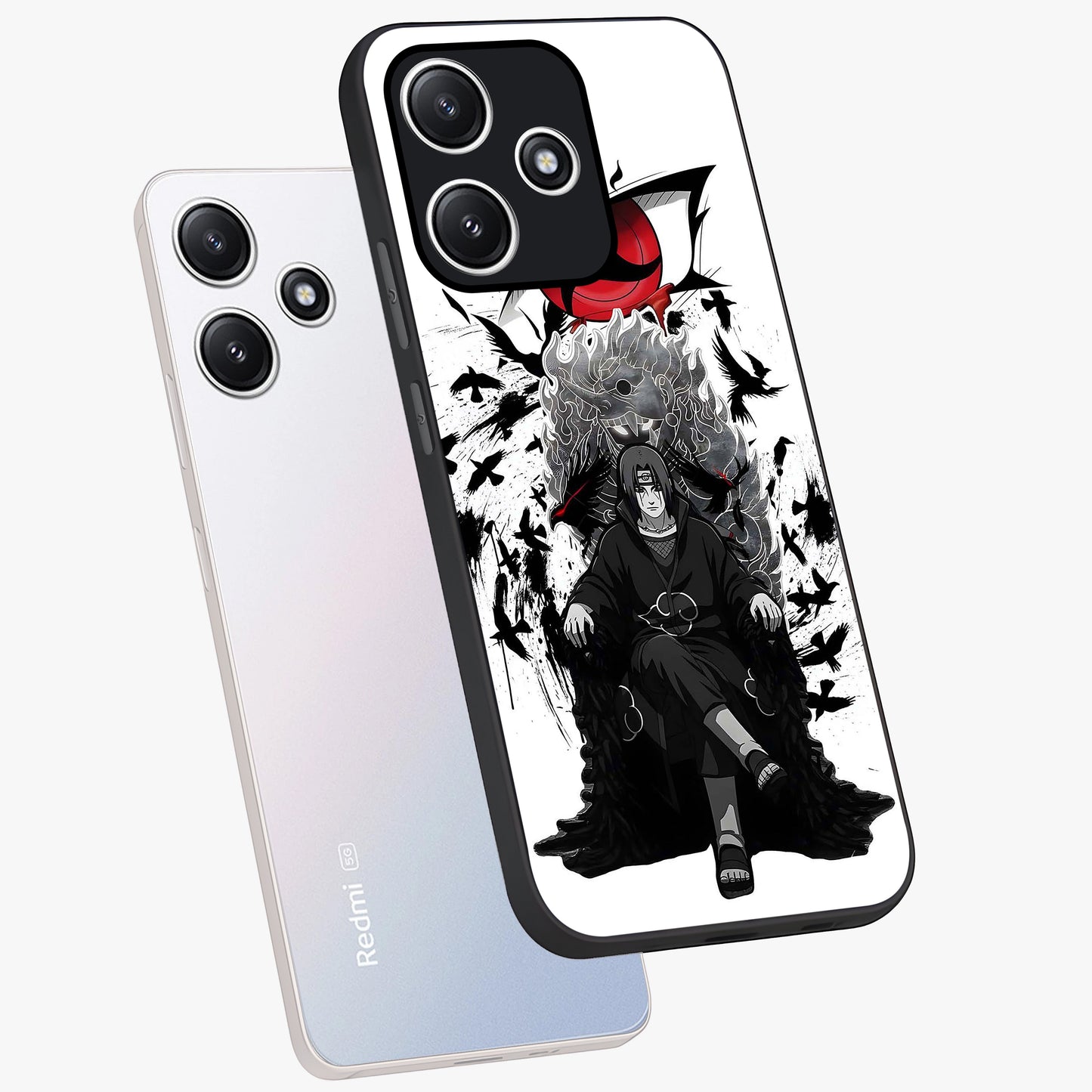 Uchiha Shadow Throne Glass Case displayed in angled mockup highlighting glowing aquatic design with celestial aesthetic.