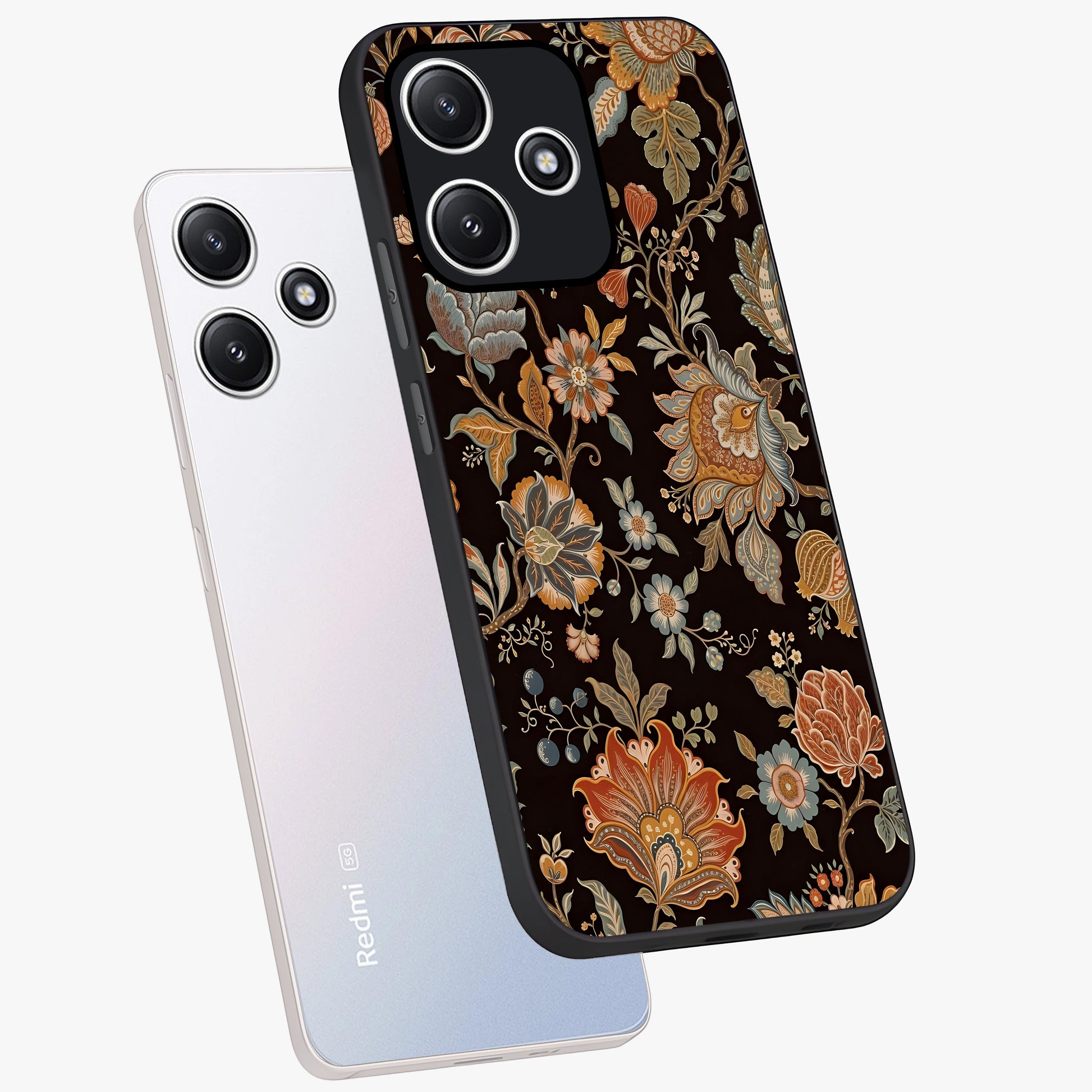 Vintage Floral Dream Glass Case displayed in angled mockup highlighting elegant vintage flower design with soft aesthetic style.