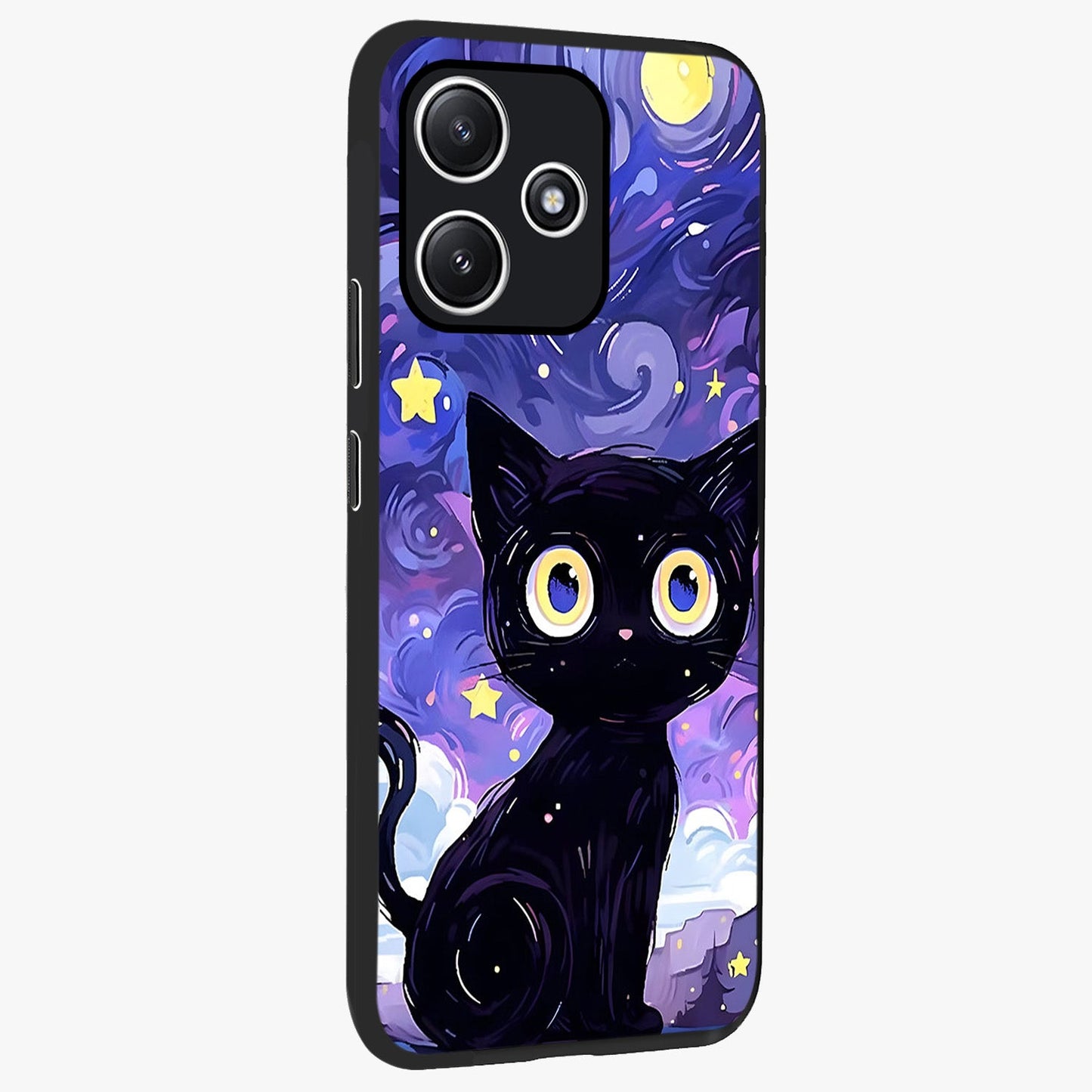 Abstract Cat Art Glass Case upright view showcasing creative feline illustration and aesthetic artistic style.