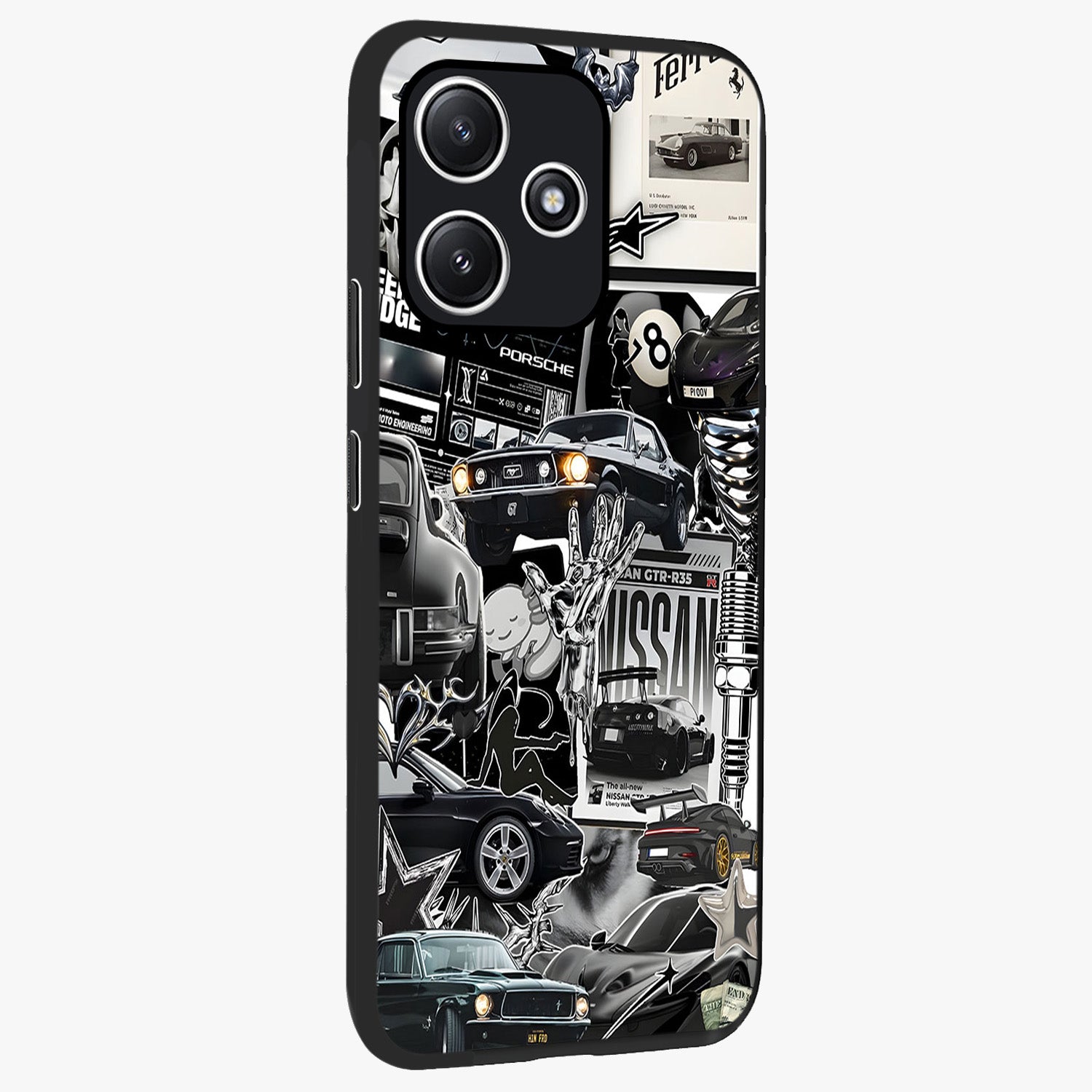 Aesthetic Dark Love Glass Case upright view showcasing dramatic romantic artwork with modern aesthetic style.