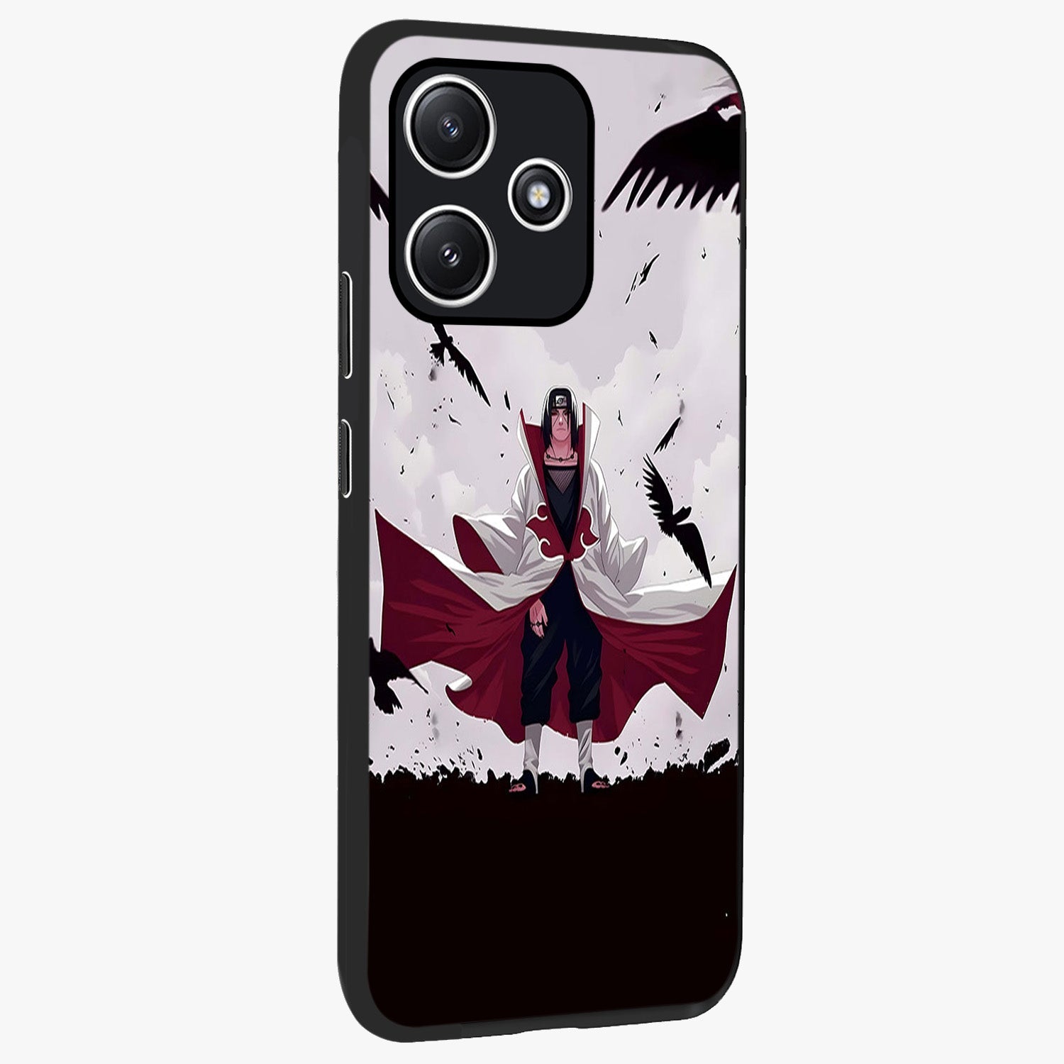 Crimson Crow Ascension Glass Case upright view showcasing dramatic crow artwork with bold gothic theme.