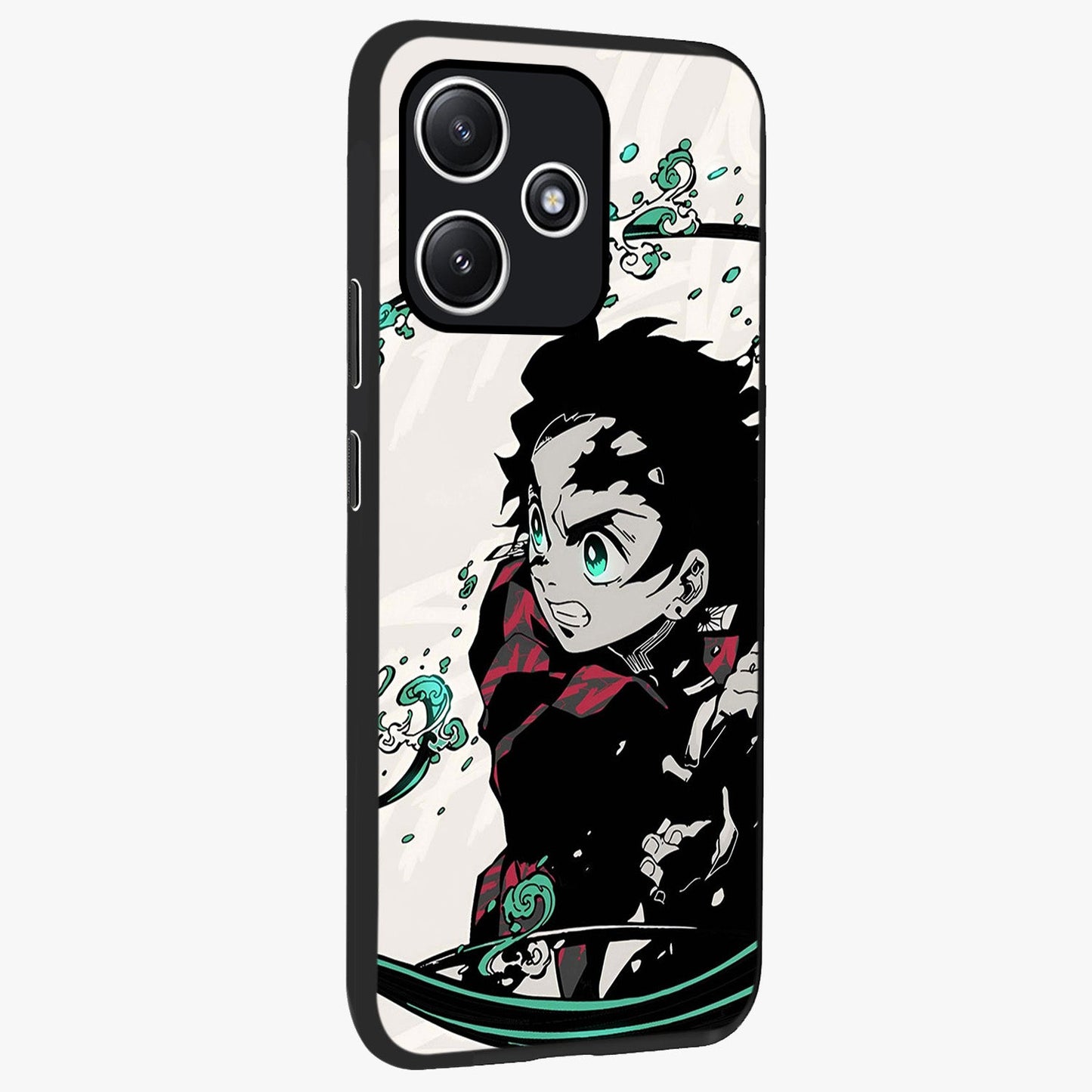Demon Slayer Glass Case upright view showcasing powerful anime artwork with intense warrior theme.