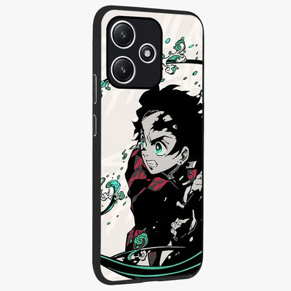 Demon Slayer Glass Case upright view showcasing powerful anime artwork with intense warrior theme.