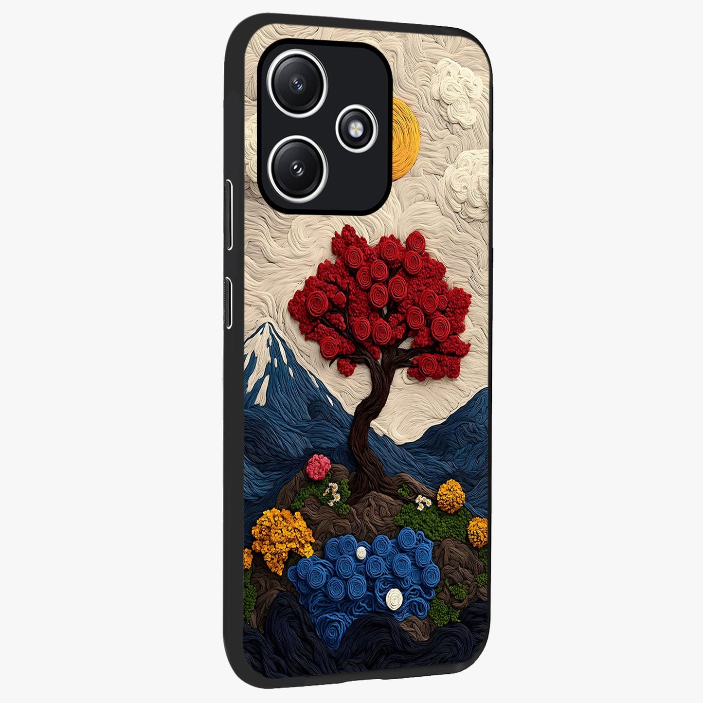 Eternal Nature Tapestry Glass Case upright view showcasing elegant nature tapestry design with decorative style.