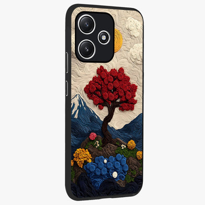 Eternal Nature Tapestry Glass Case upright view showcasing elegant nature tapestry design with decorative style.