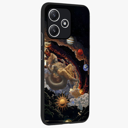 Galactic Divine God Glass Case upright view showcasing mystical divine artwork with dramatic cosmic theme.