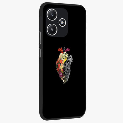 Heart With Flowers Glass Case upright view showcasing decorative heart and floral artwork with sweet romantic theme.
