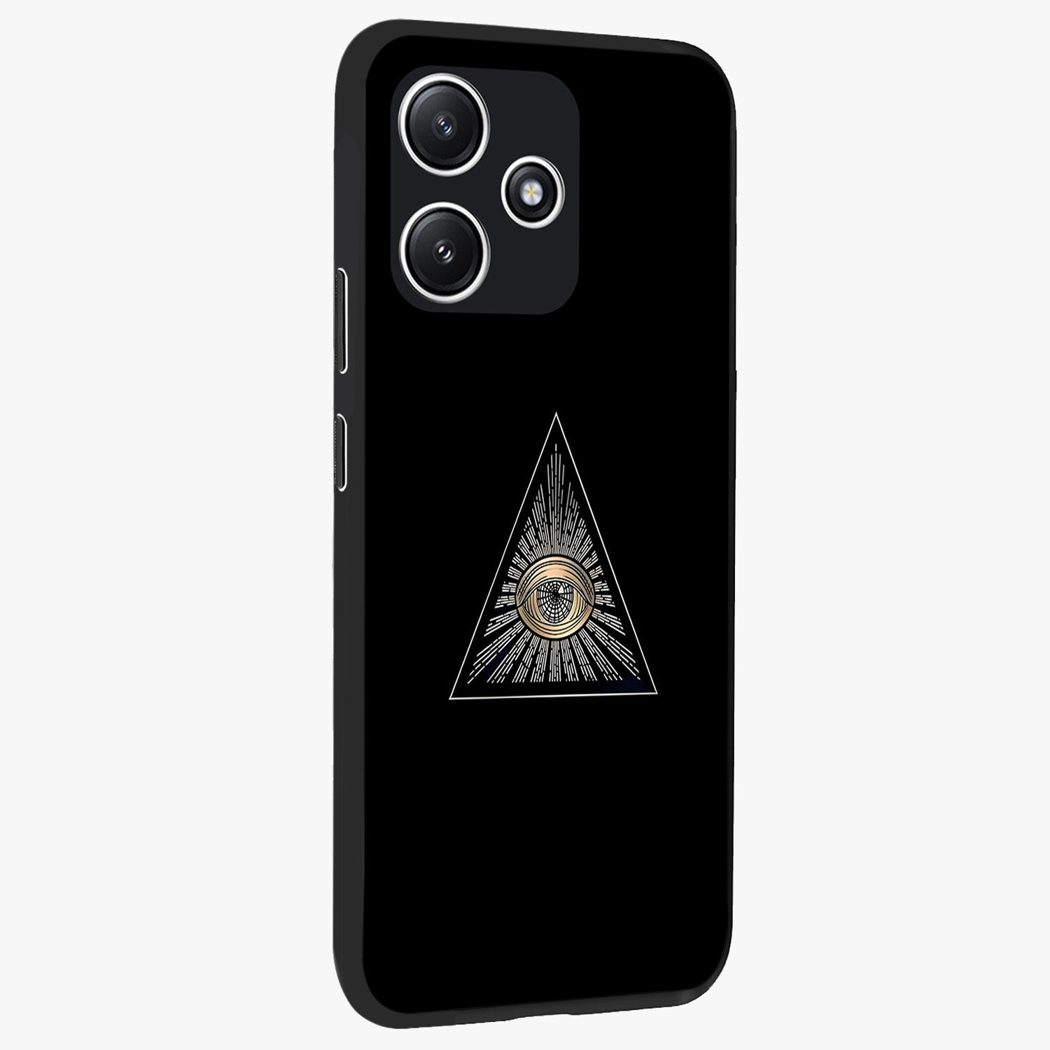 Illuminati Evil Glass Case upright view showcasing striking illuminati artwork with mysterious symbolic theme.