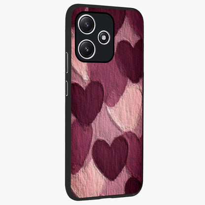 Layered Paper Hearts Glass Case upright view showcasing decorative layered heart artwork with sweet love theme.