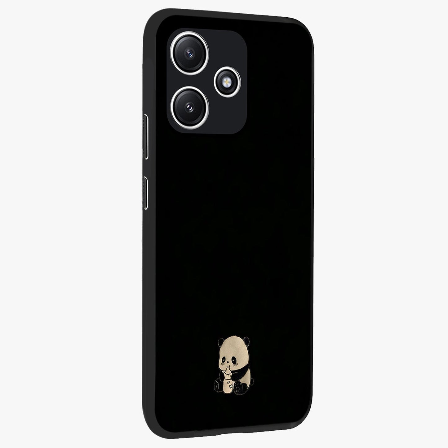 Midnight Panda Love Glass Case upright view showcasing charming panda artwork with playful romantic theme.