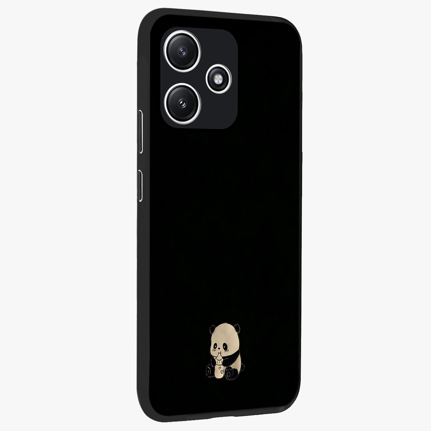 Midnight Panda Love Glass Case upright view showcasing charming panda artwork with playful romantic theme.