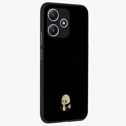Midnight Panda Love Glass Case upright view showcasing charming panda artwork with playful romantic theme.