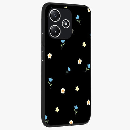 Minimal Petal Whispers Glass Case upright view showcasing elegant floral artwork with modern minimalist style.