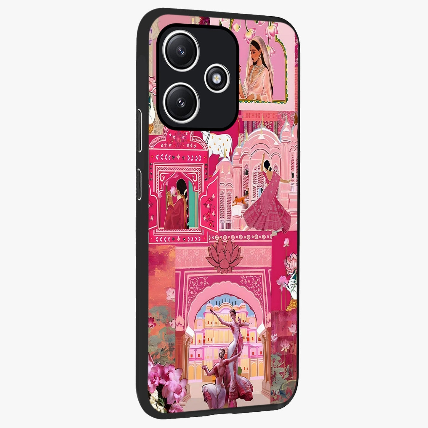 Pink Palace Muse Glass Case upright view showcasing artistic palace artwork with graceful royal theme.