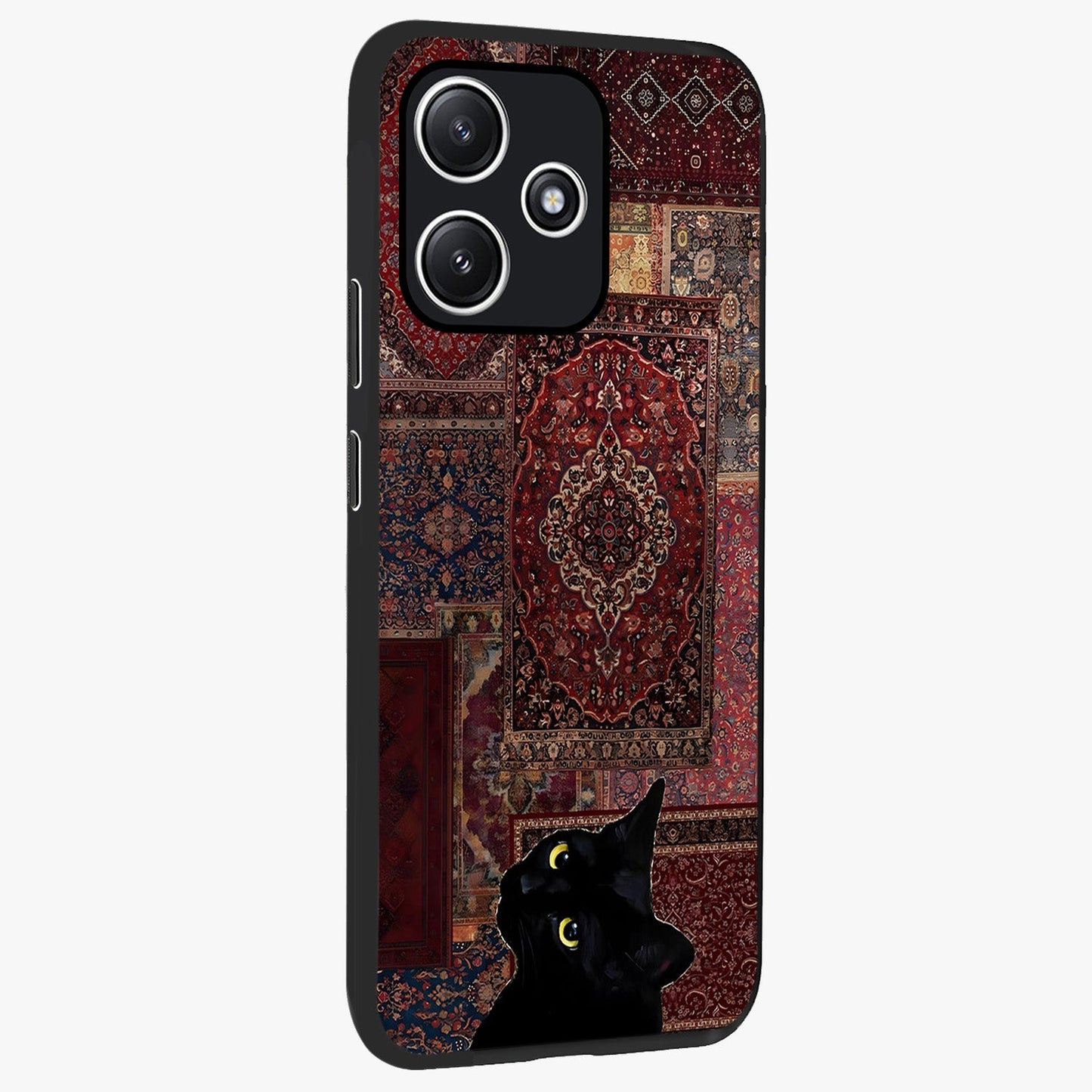 Regal Magic Cat Apple Glass Case upright view showcasing charming cat artwork with playful magical theme.