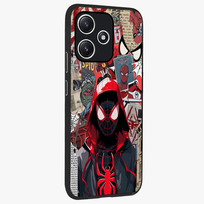 Spider Collage Street Glass Case upright view showcasing bold superhero artwork with urban street theme.