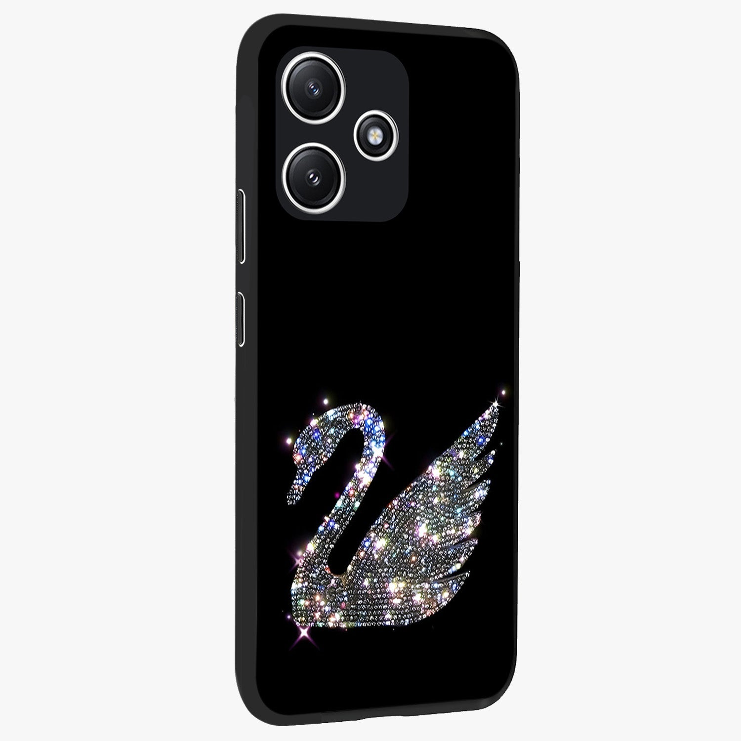 Starlit Swan Grace Glass Case upright view showcasing beautiful swan artwork with peaceful night themed design.