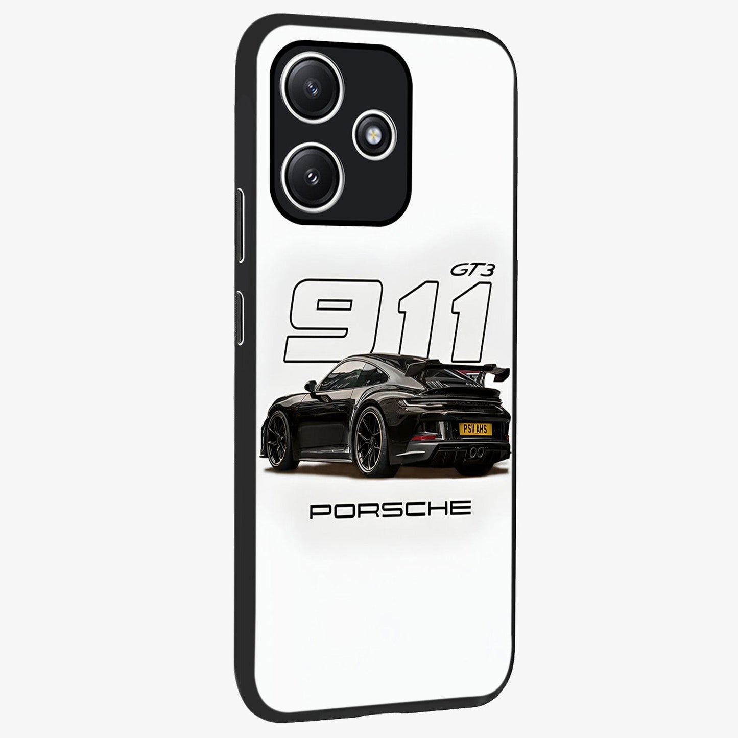 Turbo Legacy Icon Glass Case upright view showcasing bold racing inspired artwork with classic car theme.