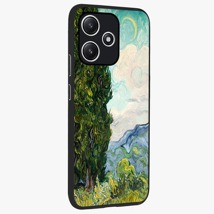 Van Gogh Vintage Art Glass Case upright view showcasing elegant vintage painting artwork with artistic heritage theme.