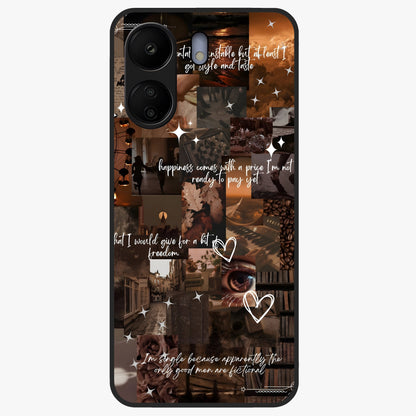 Bittersweet Aesthetic Chaos Glass Case showing flat back view with artistic chaotic aesthetic design and glossy glass finish.