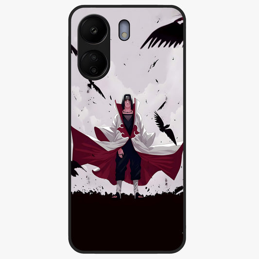 Crimson Crow Ascension Glass Case showing flat back view with mystical crow artwork and glossy glass finish.