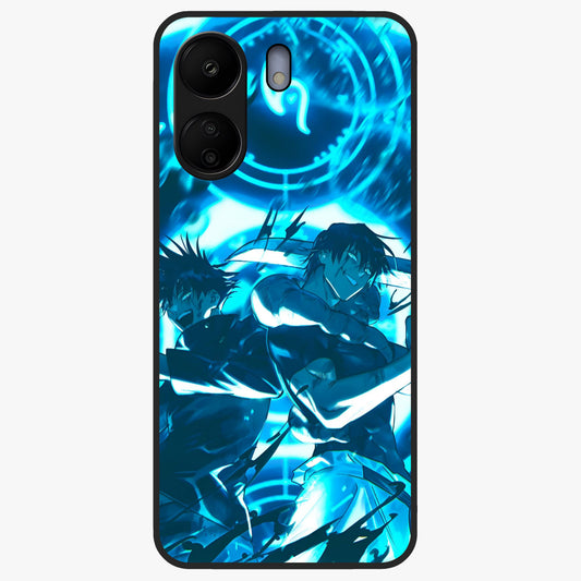 Cursed Energy Clash Glass Case showing flat back view with intense cursed energy artwork and glossy glass finish.