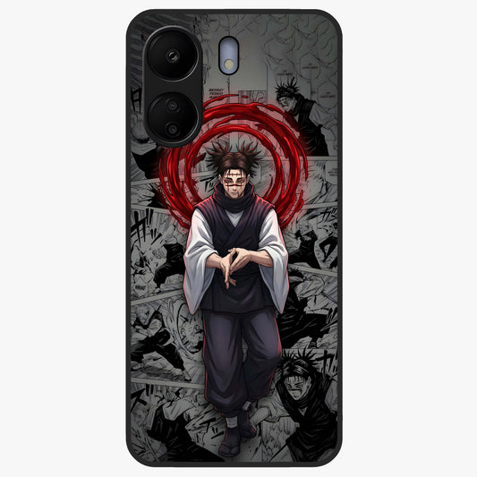 Cursed Ritual Ascension Glass Case showing flat back view with dark ritual themed artwork and glossy glass finish.