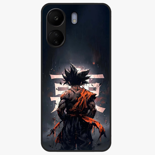 Dark Warrior In Rain Glass Case showing flat back view with warrior artwork in rainy atmosphere and glossy glass finish.