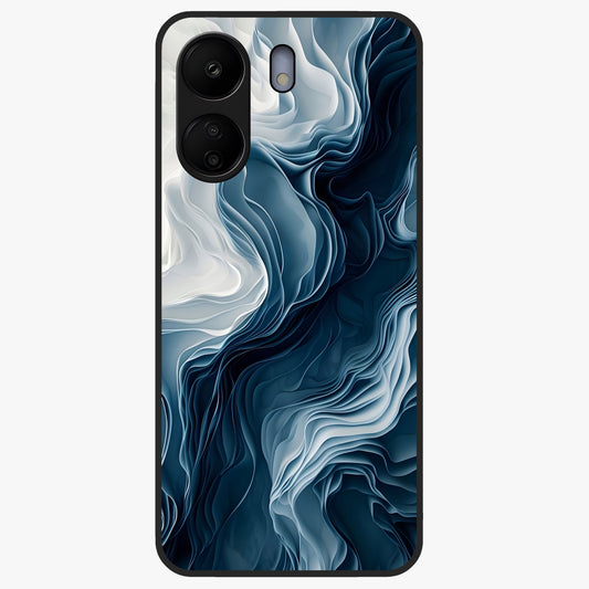 Ethereal Paper Marble Glass Case showing flat back view with soft marble paper texture artwork and glossy glass finish.