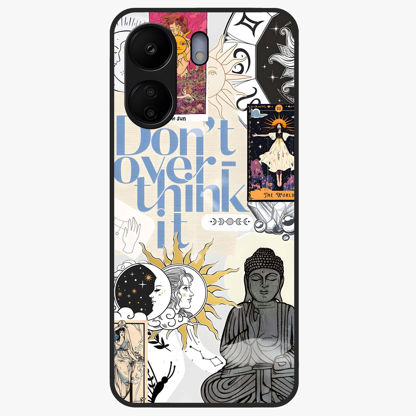 Ethereal Thoughts Glass Case showing flat back view with dreamy artistic artwork and glossy glass finish.