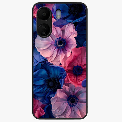 Flower Paper Art Pattern Glass Case showing flat back view with paper cut style floral artwork and glossy glass finish.