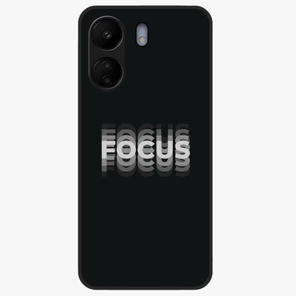 Focus Mode On Glass Case showing flat back view with bold motivational typography design and glossy glass finish.